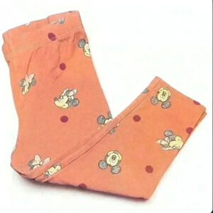 H&M - Coral shade Stretch Pants w Minnie Mouse-girls 12 months🎀